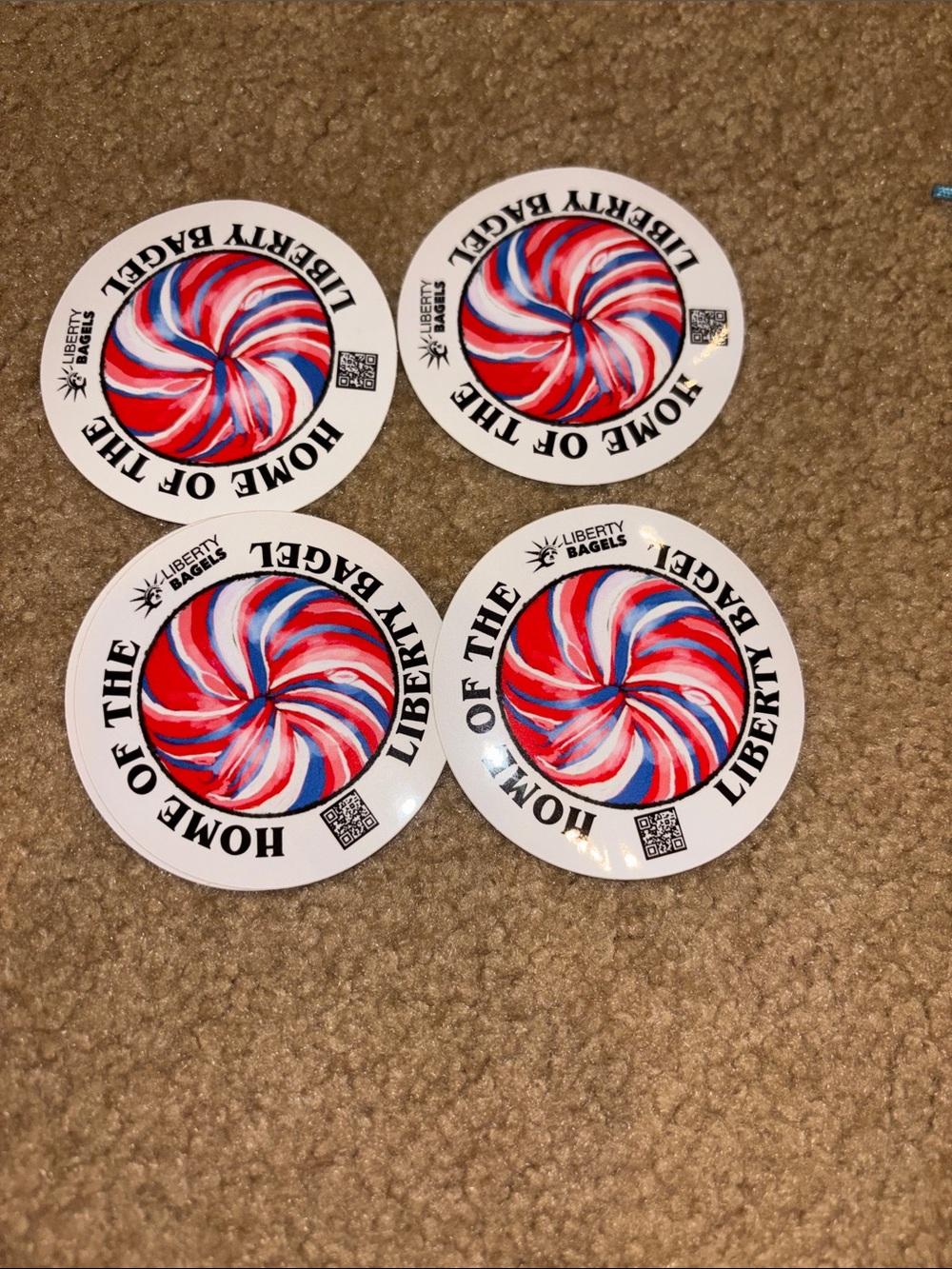 Liberty Bagels New York Red, Blue & White Swirl Sticker Pack 4
